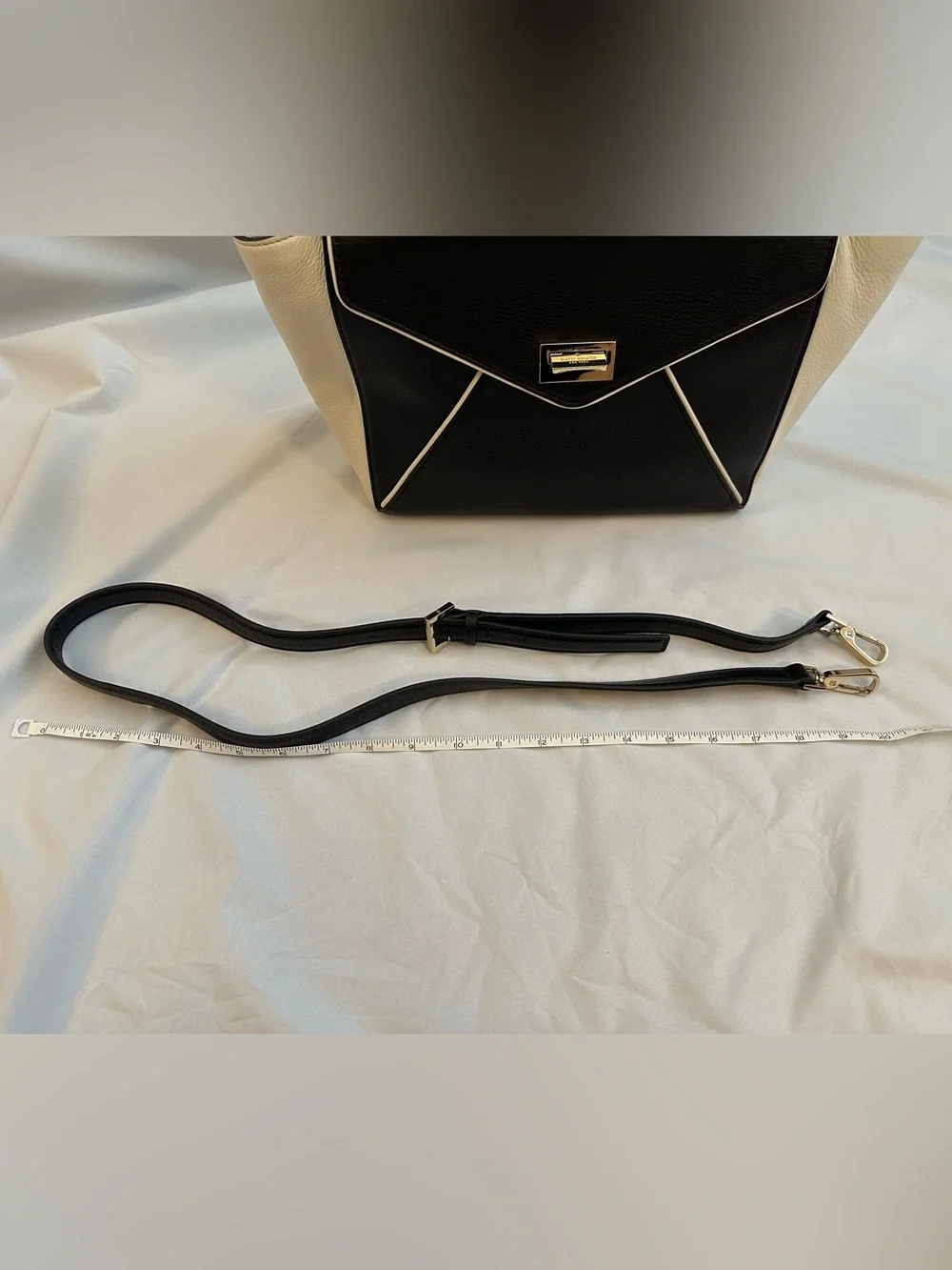 kate spade Laurel Wesley Place Black and Cream Structured Top-Handle Satchel